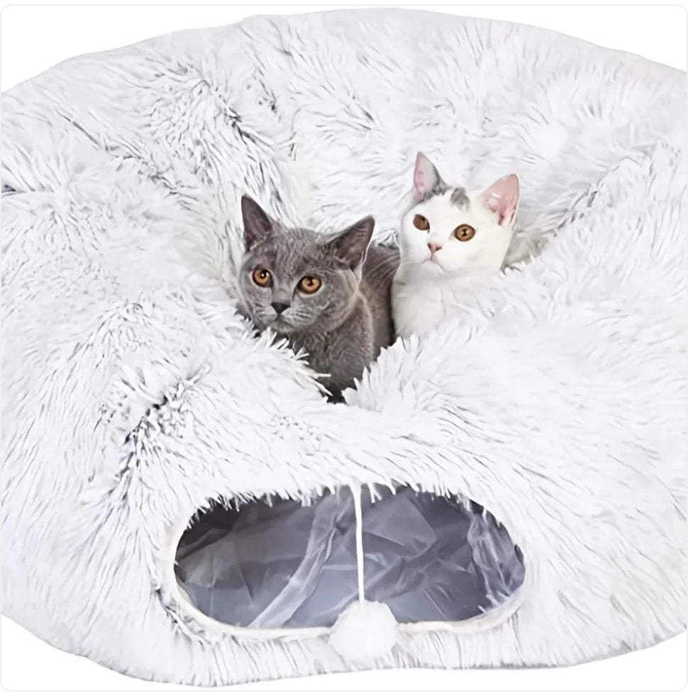 Foldable Plush Cat Tunnel and Nest