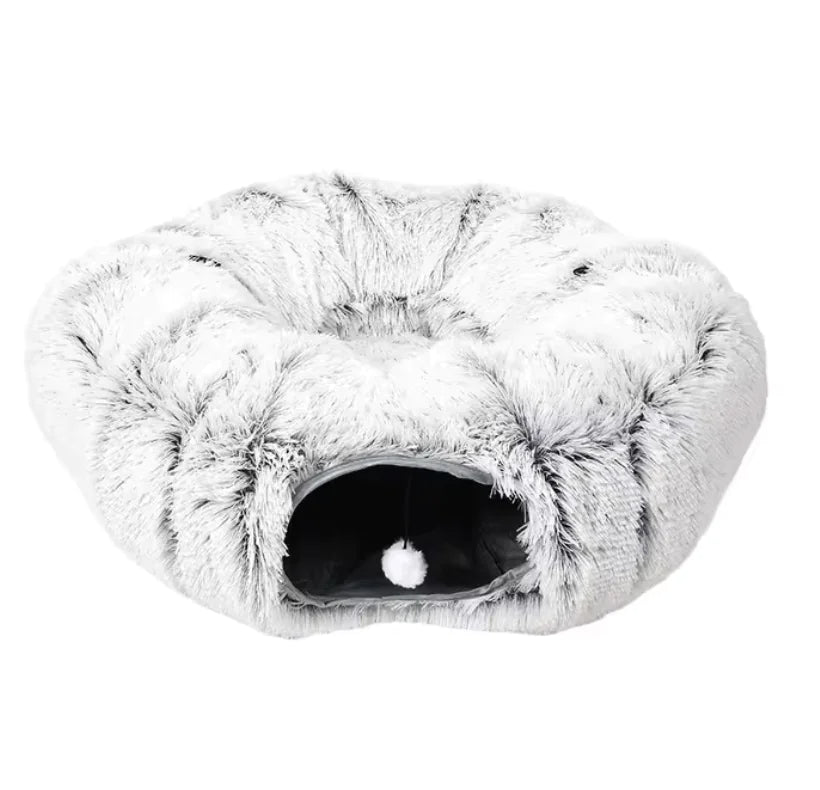 Foldable Plush Cat Tunnel and Nest