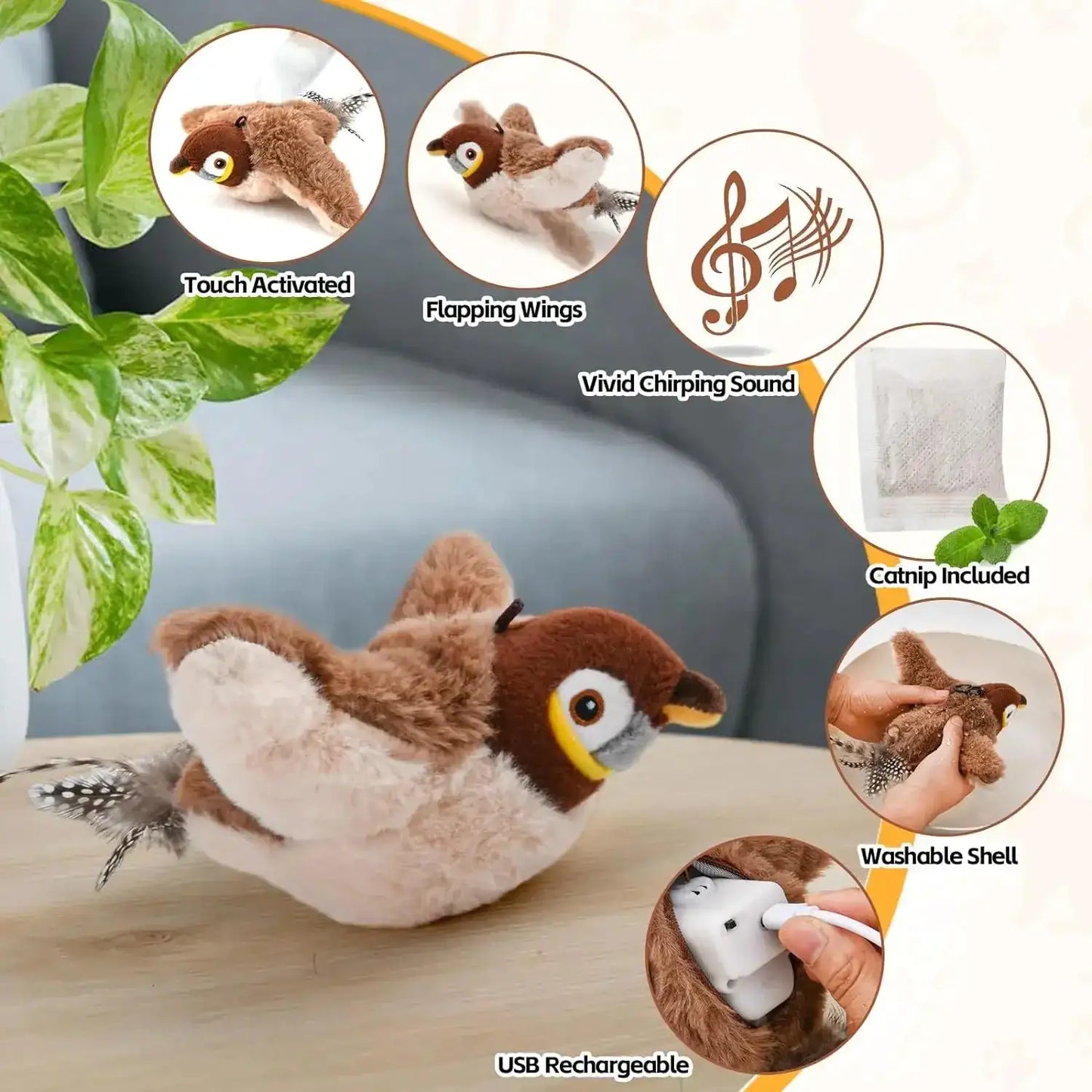 flapping bird - the sparrow cat toy